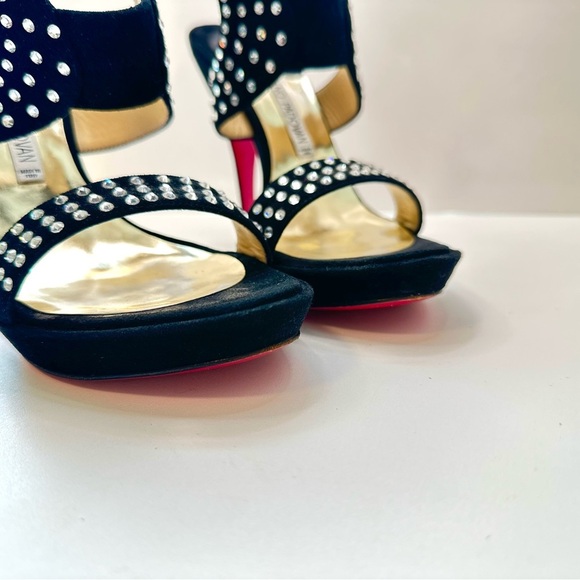 Luciano Padovan Black Suede Studded Heel Sandals – Size 6- Made in Italy - Picture 5 of 8